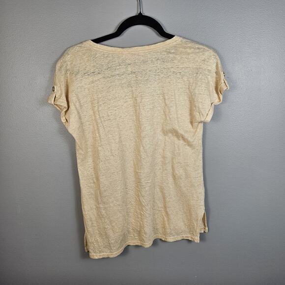 Lilly Pulitzer Size XS Inara 100% Linen Top Sand Dune Gold Shimmer Lightweight - Picture 2 of 7